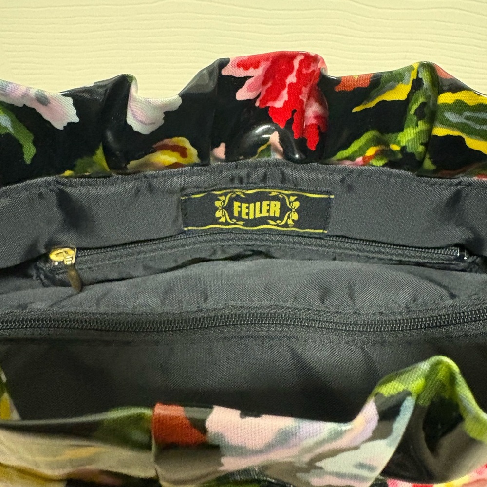 Feiler authentic German luxury floral clutch hand bag purse cute travel tote EUC - Picture 8 of 12